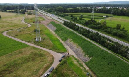 Bau des Lärmschutzwalles entlang der Autobahn in March-Holzhausen